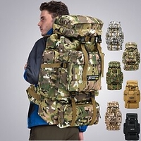 70 l Wanderrucksack,  Rucksack,  atmungsaktive Träger – regendicht,  atmungsaktiv,  reißfest,  langlebig,  Verschleißfestigkeit,  Outdoor,  Camping/Wandern,  Angeln,  Wandern,  Nylon,  Schwarz