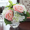 7.09 "Photokatalysator Materialien Jane Eyre Tisch Blume Blumengesteck mit Glas Stil Vase und rosa Farbe