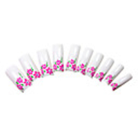 70pcs Weiß Französisch Plastic Nail Art Tipps mit Rose Flowers