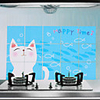 75x45cm Karikaturkatzemuster Öl-Proof Hot Water-Proof-Proof Küche Wandaufkleber