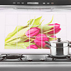 75x45cm Lila Blumenmuster Öl-Proof Water-Proof Küche Wandaufkleber