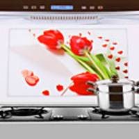 75x45cm Red Tulip Oil Pattern-Proof Water-Proof Küche Wandaufkleber