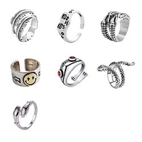 7er Ring Set Frosch Schlangenschädel coole Punk Gothic Ringe Vintage offene Ringe Set für Damen und Herren Lightinthebox