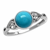 7mm echtes Arizona Türkis 925 Sterlingsilber viktorianischen Stil Solitärring Größe 6