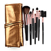 7Pcs Make-up Pinsel Kunsthaar mit wunderschönen goldenen Ledertasche