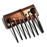7Pcs Make-up Pinsel mit Kunsthaar Wundersch?ne braune Ledertasche