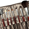 7Pcs Make-up Pinsel-Sets mit Kunsthaar Herrlicher dunkel goldenen Ledertasche