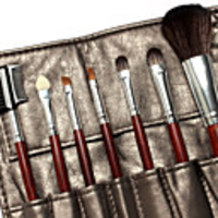 7Pcs Make-up Pinsel-Sets mit Kunsthaar Herrlicher dunkel goldenen Ledertasche