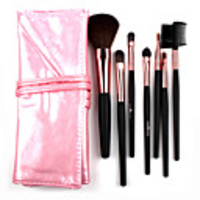 7Pcs Make-up Pinsel-Sets mit Kunsthaar Wunderschöne Pwithk Ledertasche