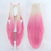 ahri kda perücke lange blonde rosa perücke für frauen ombre cosplay kostüm halloween (ahri) (kein ohr) Lightinthebox