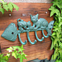 Antique Katze und Fische Karabinerhaken