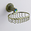 Antique Style Antique Colorful von Crystal Dekoriert Bronze Fertig stellen Messing Oval Shape-Soap Holders Basket