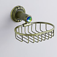 Antique Style Antique Colorful von Crystal Dekoriert Bronze Fertig stellen Messing Oval Shape-Soap Holders Basket