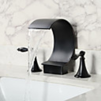 Antique Style Wasserfall Öl-rieb Bronze Zwei Griffe Badewanne Wasserhahn