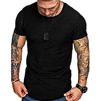 Aolesy Herren T-Shirts,  Muskel-Sport-Workout-Shirt für Männer Kurzarm-Rundhalsausschnitt leichtes schnell trocknendes T-Shirt schwarz Lightinthebox
