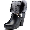 AOLUN Rabbit Fur Fashion High Heel Boots (Schwarz)