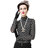 AOSBELL Damen Big Size hoher Kragen-Tupfen-Mesh-Langarm-Shirt (schwarz)