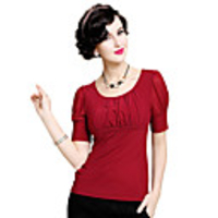 AOSBELL Damenmode Einbau Kurzarmhemd (Wein)