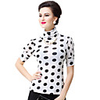 AOSBELL Damenmode Kleine Hoch Coallr Tupfen-Print Short Sleeve Shirt (weiß)