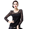 AOSBELL Damenmode Spitze Mesh-Langarm-Shirt (schwarz)