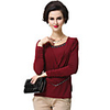 AOSBELL Frauen eleganter Einbau Solid Color Langarm-Shirt (Dark Red)