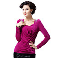 AOSBELL Frauen Loose Fit Gefaltete Langarm-Shirt (Fuchsia)