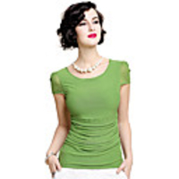 AOSBELL Frauennetz Puff Kurzarmhemd (Grün)