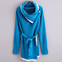 AOSIBAER Damen Strickjacke-Mantel (blau)