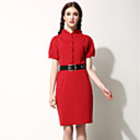 AOSIBAER Damen Strickkleid (Red)