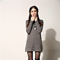 AOSIBAER Frauen-hoher Kragen-Strickkleid (Screen Color)