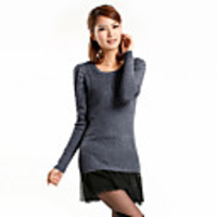 AOSIBAER Frauen Knit Primer Shirt (Grau)