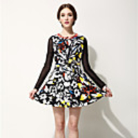 AOSIBAER Frauen Okzident Printing Girdling Ärmelloses Kleid Weste (Screen Color)