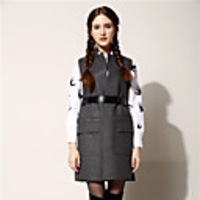 AOSIBAER Frauen Wolle Passend Weste (dunkelgrau)