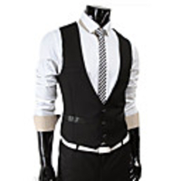 Aowofs Außenhandel HOT 2016 Herren Pure Color Business-Weste (Schwarz)