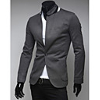 Aowofs eaby HOT Fashion Stehkragen Einzel Business-Anzug (Grau)