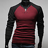 Aowofs Fashion Special Design Raglan Sleeve Herren koreanischen Stil Langarm-T-Shirt (dunkel Gary)