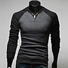 Aowofs Fashion Special Design Raglan Sleeve Herren koreanischen Stil Langarm-T-Shirt (hellgrau)