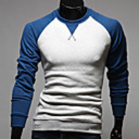 Aowofs Fashion Special Design Raglan Sleeve Herren koreanischen Stil Langarm-T-Shirt (Marine-Blau)