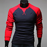 Aowofs Fashion Special Design Raglan Sleeve Herren koreanischen Stil Langarm-T-Shirt (schwarz)