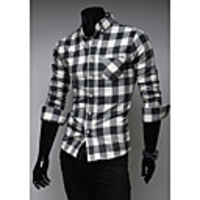 Aowofs Herren Überprüfen Mantel Langarm-Shirt 7603 rot