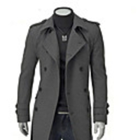 Aowofs Herren Big Size Fashion British Style Tweed-Mantel (Grau)