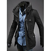 Aowofs Herren European Style Fashion Casual Einbau Jacke (Schwarz)