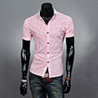 Aowofs Herren Freizeit Mantel Kurzarmhemd 8836 rosa