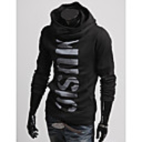 Aowofs Herren Hot Korean Style Kausal Briefe drucken Ausgestattet Hoodied Pullover (Schwarz)