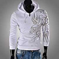 Aowofs Herren New Style Mode Gedruckt Hoodied Sweater (weiß)
