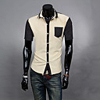 Aowofs Herren Polka Dots Kurzarmhemd 8817 Creme