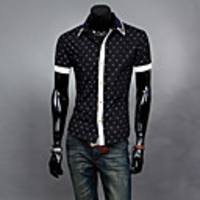 Aowofs Herren Polka Dots Short Sleeve Shirt 8815 schwarz