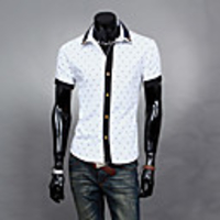 Aowofs Herren Polka Dots Short Sleeve Shirt 8815 weiß