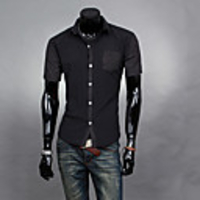 Aowofs Herren Polka Dots Short Sleeve Shirt 8817 schwarz