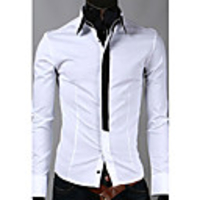 Aowofs Herren reiner Baumwolle Langarm-Shirt Weiß